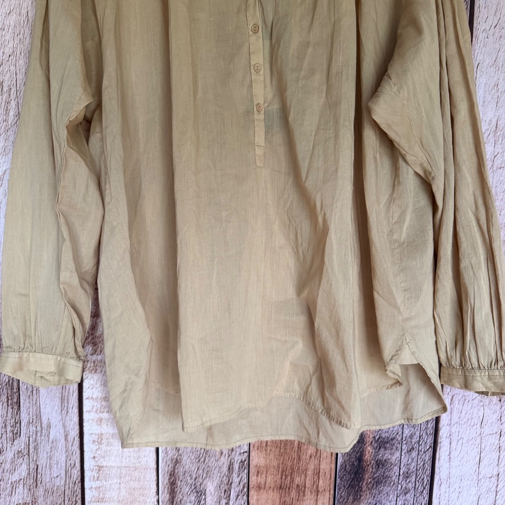 Nili Lotan Blouse Neville Sandstone Cotton Quiet Luxury Peasant Top Small  NWT - Picture 4 of 10